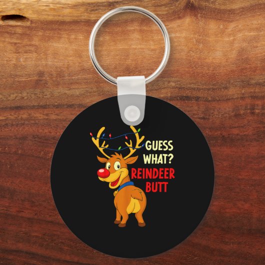 Funny Christmas Ugly Sweater Guess What_ Reindeer Sleutelhanger (Voorkant)