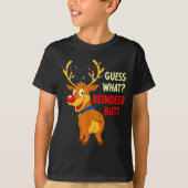 Funny Christmas Ugly Sweater Guess What_ Reindeer  T-shirt (Voorkant)