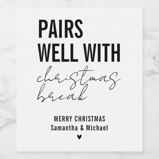 Funny Christmas Vacation Break Wijn Etiket (Enkel label)