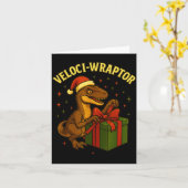 Funny Christmas Velociraptor Pun Veloci-wraptor  Kaart (Gele Bloem)