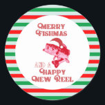 Funny Christmas Vist citaat voor vissers Ronde Sticker<br><div class="desc">Vrolijk kerstfeest en een gelukkig nieuwjaar! Een grappige visser citaat voor de kerstvakantie. Een geweldige manier om vrolijk kerstfeest te zeggen voor de mensen in je leven die graag vissen.</div>