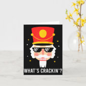 Funny Christmas Whats Crackin Nutcracker Men Kids  Kaart (Gele Bloem)