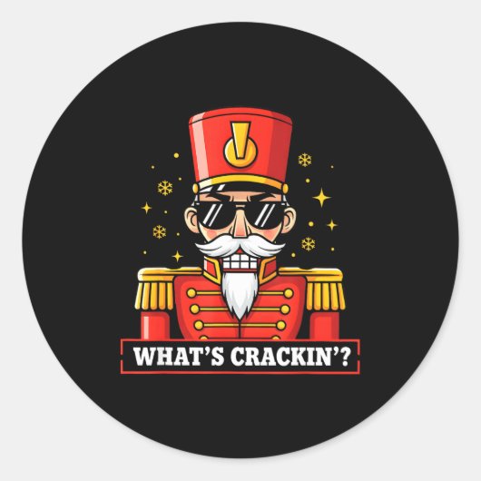 Funny Christmas Whats Crackin Nutcracker Men Kids  Ronde Sticker (Voorkant)