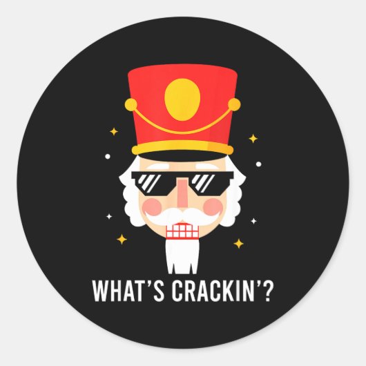 Funny Christmas Whats Crackin Nutcracker Men Kids Ronde Sticker (Voorkant)