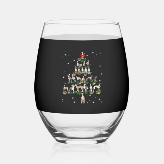Funny Christmas Whippet Dog Lovers Gift Essential  Wijnglas Zonder Voet (Voorkant)