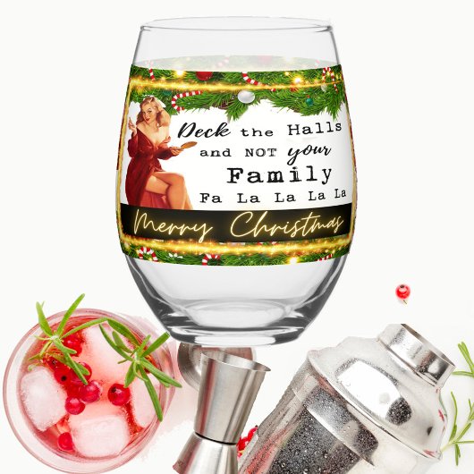 Funny Christmas Wine Glass Retro Best Friend Deck Wijnglas Zonder Voet