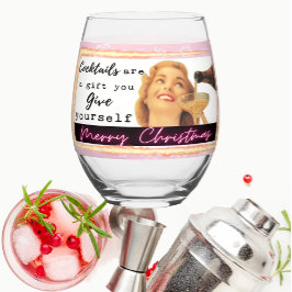 Funny Christmas Wine Glass Retro Best Friend Gift Wijnglas Zonder Voet