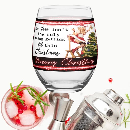 Funny Christmas Wine Glass Retro Best Friend Lit Wijnglas Zonder Voet