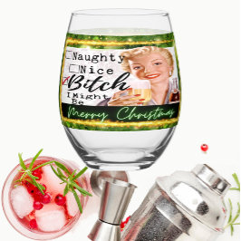 Funny Christmas Wine Glass Retro Best Friend Nice Wijnglas Zonder Voet
