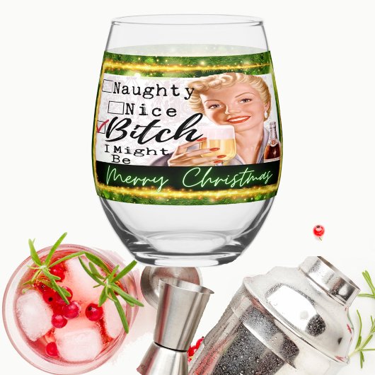Funny Christmas Wine Glass Retro Best Friend Nice Wijnglas Zonder Voet