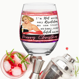 Funny Christmas Wine Glass Retro Best Friend NYE Wijnglas Zonder Voet