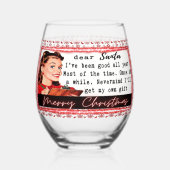 Funny Christmas Wine Glass Retro Best Friend Santa Wijnglas Zonder Voet (Voorkant)