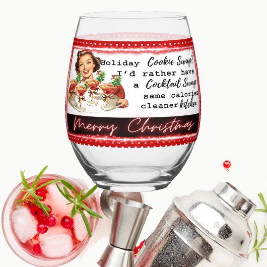 Funny Christmas Wine Glass Retro Best Friend Swap Wijnglas Zonder Voet