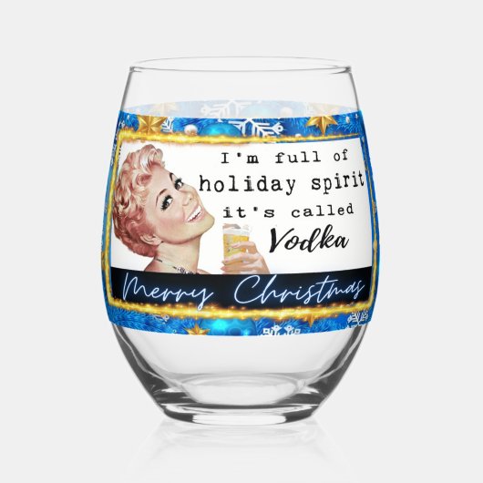 Funny Christmas Wine Glass Retro Best Friend Vodka Wijnglas Zonder Voet (Voorkant)