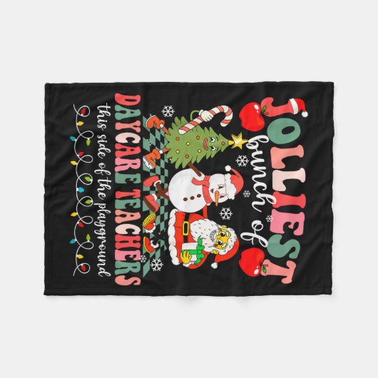 Funny Christmas Xmas Jolliest Bunch Of Daycare Tea Fleece Deken (Voorkant (Horizontaal))