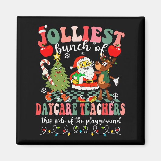 Funny Christmas Xmas Jolliest Bunch Of Daycare Tea Magneet (Voorkant)