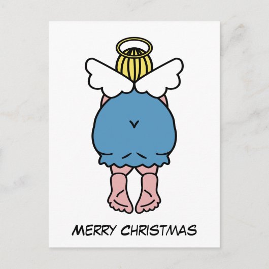 Funny Chubby Angel Humor Vrolijk kerstfeest Briefkaart (Voorkant)