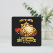 Funny Chubby Cat “I Require Sustenance" Cute Kaart (Staand voorkant)