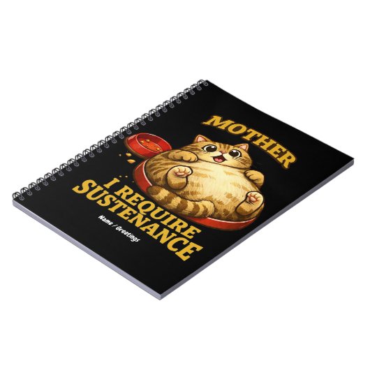 Funny Chubby Cat  “I Require Sustenance" Cute Notitieboek (Linkerzijde)