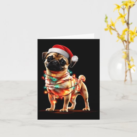 Funny Chug Christmas Graphics Dog Lights Lover  Kaart (Gele Bloem)