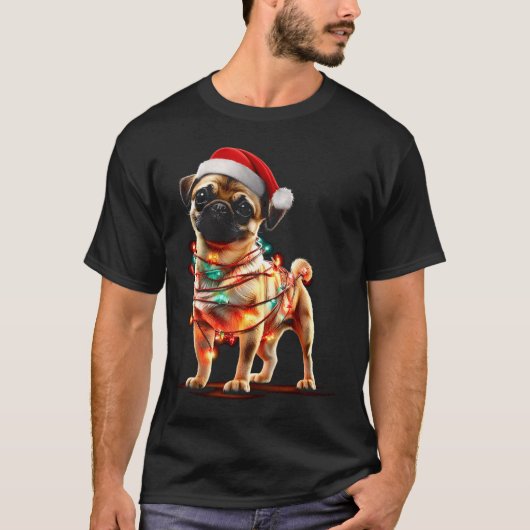 Funny Chug Christmas Graphics Dog Lights Lover  T-shirt (Voorkant)