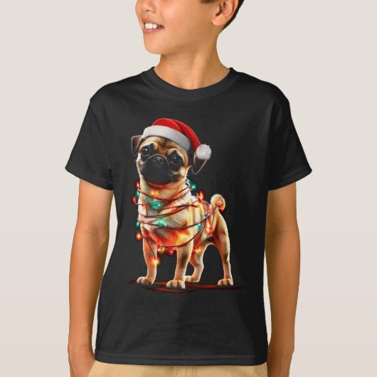Funny Chug Christmas Graphics Dog Lights Lover T-shirt (Voorkant)
