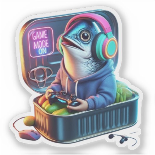  Funny Chunky Sardine Gamer Meme Sticker (Voorkant)