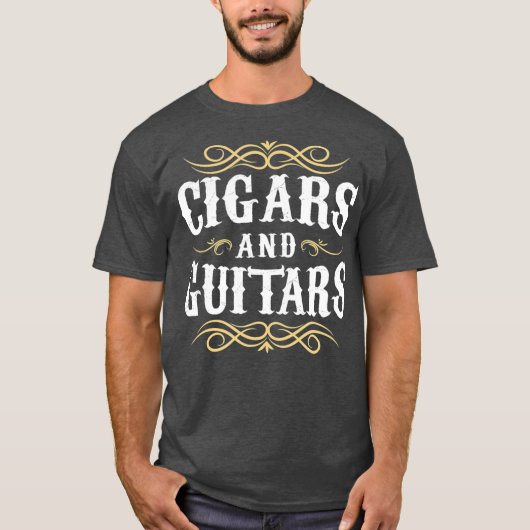 Funny Cigar Guitar Cigar Lover Roking Gift for T-shirt (Voorkant)