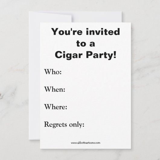Funny Cigar Party-uitnodigingen Kaart (Achterkant)
