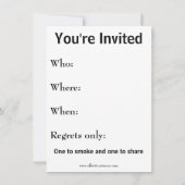 Funny Cigar Party-uitnodigingen Kaart (Achterkant)