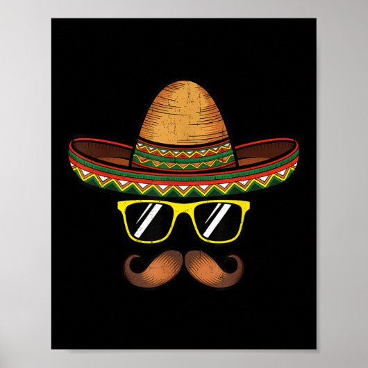 Funny Cinco de Mayo Funny Sombrero Pet met Sungl Poster (Voorkant)