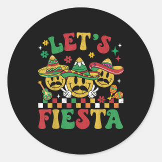 Funny Cinco De Mayo Groovy Lets Fiesta Smile Manne Ronde Sticker