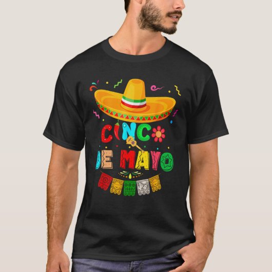 Funny Cinco De Mayo Mexican Guitar Cactus for Men  T-shirt (Voorkant)