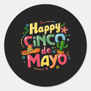 Funny Cinco De Mayo Shirt Lets Fiesta Squad 5 de M Ronde Sticker