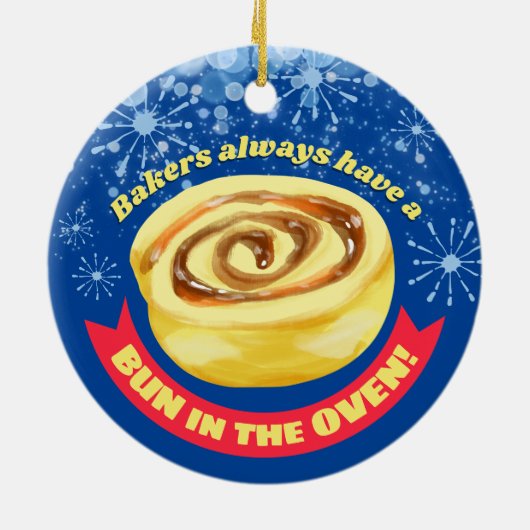 Funny cinnamon roll bakkerij kerst keramisch ornament (Achterkant)