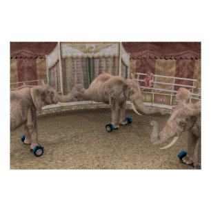 Funny Circus Elephants Perfect Poster
