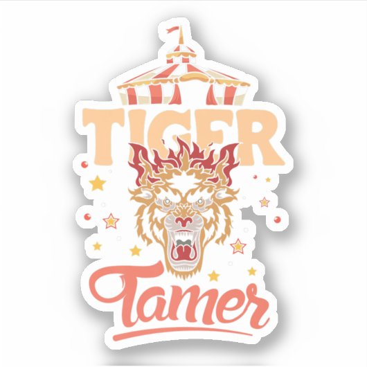 Funny Circus Tiger Tamer Big Cat. Designprestaties Sticker (Voorkant)