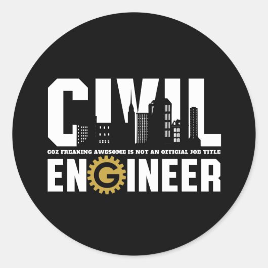 Funny Civil Engineer Civil Engineering student Ronde Sticker (Voorkant)