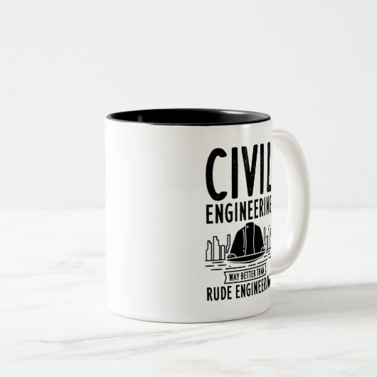 Funny Civil Engineering Gag Engineer Afstuderen Tweekleurige Koffiemok (Voorkant rechts)