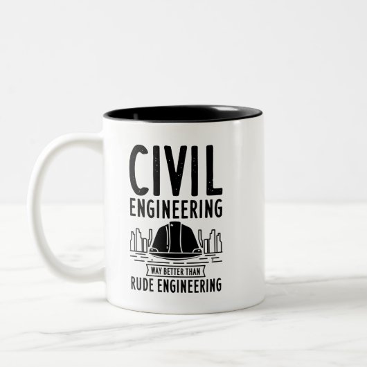 Funny Civil Engineering Gag Engineer Afstuderen Tweekleurige Koffiemok (Links)