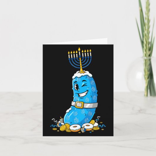 Funny Ckle Dreidel Menorah Hanukkah Kids Womens Me Kaart (Voorkant)