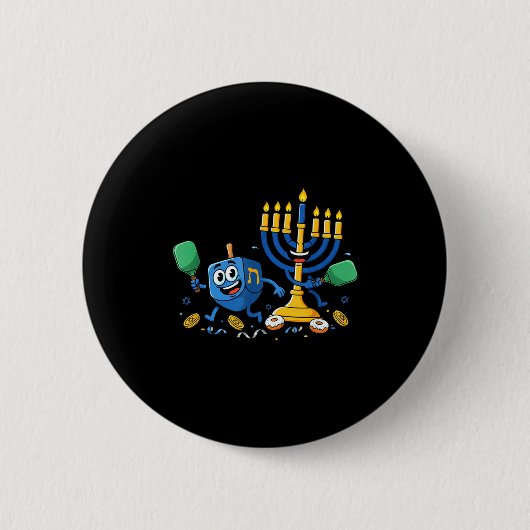 Funny Ckleball Dreidel Menorah Hanukkah Kids Women Ronde Button 5,7 Cm (Voorkant)
