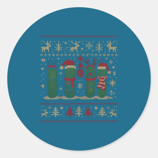 Funny Ckles Christmas Lights Santa Hat Xmas Ugly S Ronde Sticker (Voorkant)