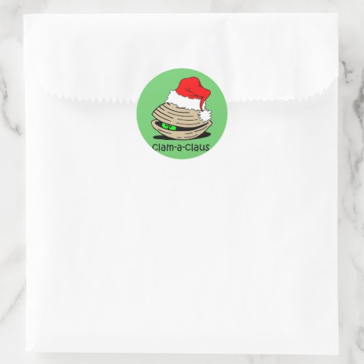 Funny clam Kerstmis Ronde Sticker (Tas)