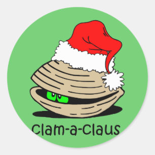 Funny clam Kerstmis Ronde Sticker