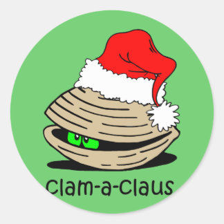 Funny clam Kerstmis Ronde Sticker