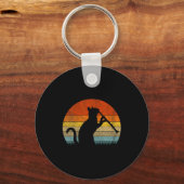 Funny Clarinet Cat Clarinet Player Musician Retro  Sleutelhanger (Voorkant)