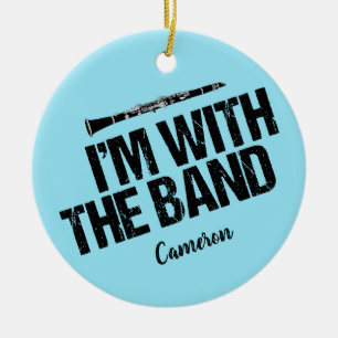 Funny Clarinet Player Blue Custom Kerstmis Keramisch Ornament