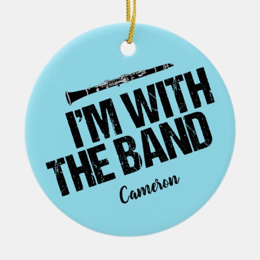 Funny Clarinet Player Blue Custom Kerstmis Keramisch Ornament (Voorkant)