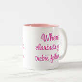 Funny Clarinet Treble Gift Tweekleurige Koffiemok (Voorkant rechts)